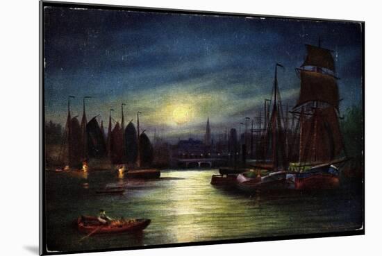 Künstler Segelschiffe Im Hafen, Mond, Tsn Serie 820-null-Mounted Giclee Print