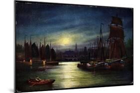 Künstler Segelschiffe Im Hafen, Mond, Tsn Serie 820-null-Mounted Giclee Print