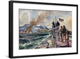 Künstler Stöwer, U Boot, Beschuss, Alexandrowsk, Eis-null-Framed Giclee Print