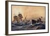 Künstler Stöwer, W., U Boot, Atlantik, Französ. Bark-null-Framed Giclee Print