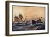 Künstler Stöwer, W., U Boot, Atlantik, Französ. Bark-null-Framed Giclee Print