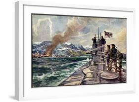 Künstler Stöwer, W., U Boot,Beschießung,Alexandrowsk-null-Framed Giclee Print