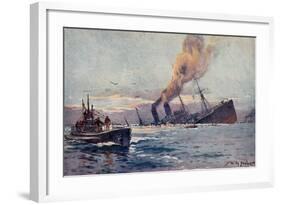 Künstler Stöwer, W., U Boot, Truppentransportdampfer-null-Framed Giclee Print