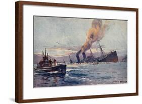 Künstler Stöwer, W., U Boot, Truppentransportdampfer-null-Framed Giclee Print