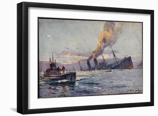Künstler Stöwer, Willy, Deutsches U Boot, Mittelmeer-null-Framed Giclee Print
