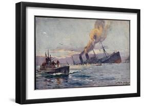 Künstler Stöwer, Willy, Deutsches U Boot, Mittelmeer-null-Framed Giclee Print