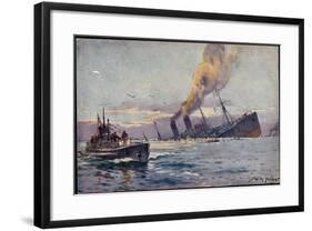 Künstler Stöwer, Willy, Deutsches U Boot, Mittelmeer-null-Framed Giclee Print