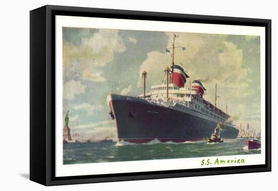 Künstler United States Lines, Dampfschiff S.S America-null-Framed Stretched Canvas