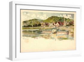 Künstler Wehlen Elbe, Elbestrand, Dampfer, Berge-null-Framed Giclee Print