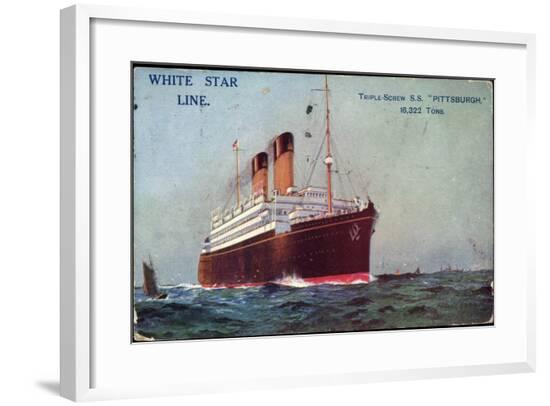 Künstler White Star Line,S.S. Pittsburgh,Dampfschiff--Framed Giclee Print