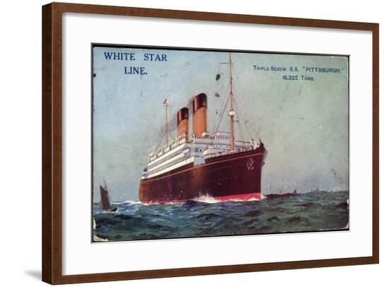 Künstler White Star Line,S.S. Pittsburgh,Dampfschiff--Framed Giclee Print