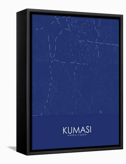 Kumasi, Ghana Blue Map-null-Framed Stretched Canvas