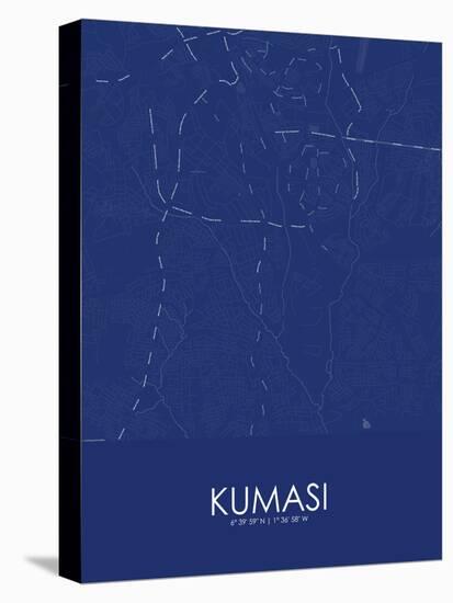 Kumasi, Ghana Blue Map-null-Stretched Canvas