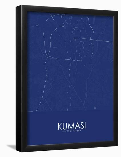 Kumasi, Ghana Blue Map-null-Framed Poster