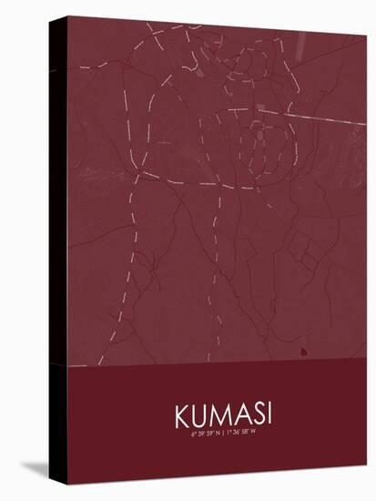 Kumasi, Ghana Red Map-null-Stretched Canvas