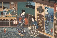 Scene from Genji Monogatari (Tale of Genji) by Murasaki Shibuku (B. 978) C. 1860 (Colour Woodblock-Kunisada Utagawa-Framed Giclee Print