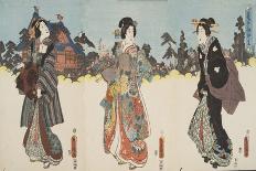 Scene from Genji Monogatari (Tale of Genji) by Murasaki Shibuku (B. 978) C. 1860 (Colour Woodblock-Kunisada Utagawa-Stretched Canvas