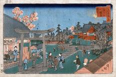 Famous Places in Edo: Ai No Uchi Matched to Oshichi-Kuniteru Utagawa-Stretched Canvas