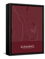 Kunming, China Red Map-null-Framed Stretched Canvas