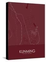 Kunming, China Red Map-null-Stretched Canvas