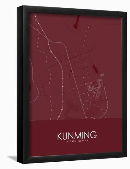 Kunming, China Red Map-null-Framed Poster
