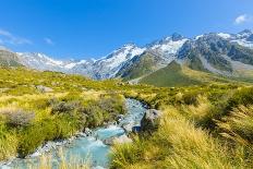 Scenic View of Mount Cook Viewpoint with the Lake Pukaki and the Road Leading to Mount Cook Village-Kuntalee Rangnoi-Photographic Print