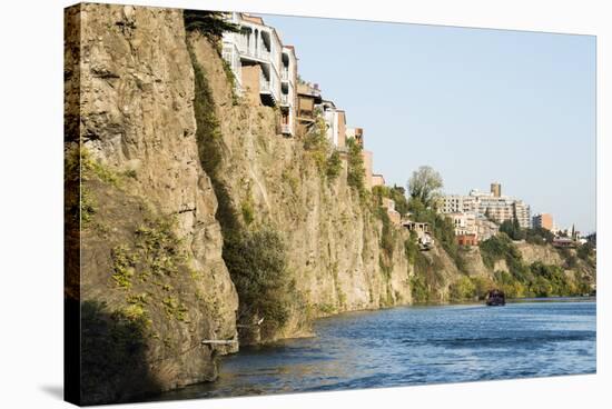 Kura, Mtkvari, river, riverside, riverbank, Tbilisi, Georgia-Sergey Orlov-Stretched Canvas