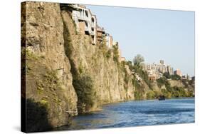 Kura, Mtkvari, river, riverside, riverbank, Tbilisi, Georgia-Sergey Orlov-Stretched Canvas