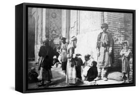 Kurdish Barber, Outside Kazimain Mosque, Iraq, 1917-1919-null-Framed Stretched Canvas