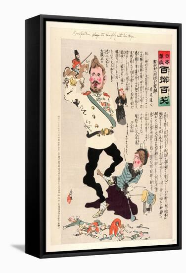 Kuropatkin Plays Too Roughly with His Toys-Kobayashi Kiyochika-Framed Stretched Canvas