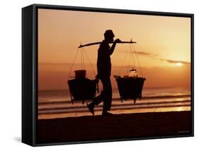 Kuta Beach, Local Vendor, Sunset, Bali, Indonesia-Steve Vidler-Framed Stretched Canvas