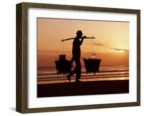 Kuta Beach, Local Vendor, Sunset, Bali, Indonesia-Steve Vidler-Framed Photographic Print