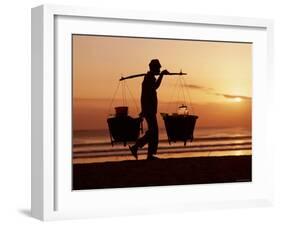 Kuta Beach, Local Vendor, Sunset, Bali, Indonesia-Steve Vidler-Framed Photographic Print