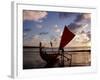 Kuta Beach, Outrigger Boat and Boatman, Sunset, Bali, Indonesia-Steve Vidler-Framed Photographic Print