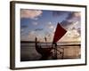 Kuta Beach, Outrigger Boat and Boatman, Sunset, Bali, Indonesia-Steve Vidler-Framed Photographic Print
