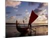 Kuta Beach, Outrigger Boat and Boatman, Sunset, Bali, Indonesia-Steve Vidler-Mounted Photographic Print