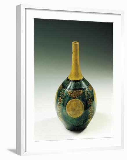 Kutani, Bottle Shaped Vase in Porcelain and Enamel-null-Framed Giclee Print