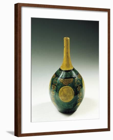 Kutani, Bottle Shaped Vase in Porcelain and Enamel-null-Framed Giclee Print