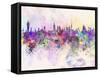 Kuwait City Skyline in Watercolor Background-paulrommer-Framed Stretched Canvas