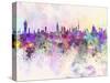 Kuwait City Skyline in Watercolor Background-paulrommer-Stretched Canvas