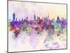 Kuwait City Skyline in Watercolor Background-paulrommer-Mounted Art Print