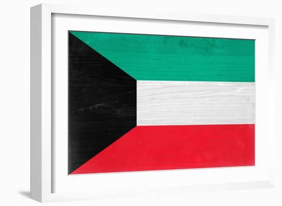 Kuwait Flag Design with Wood Patterning - Flags of the World Series-Philippe Hugonnard-Framed Art Print