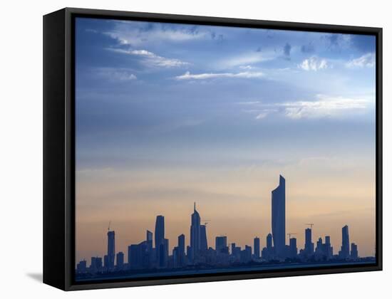 Kuwait, Kuwait City, Salmiya, Arabian Gulf and City Skyline Looking Towards Al Hamra Tower-Jane Sweeney-Framed Stretched Canvas