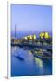 Kuwait, Kuwait City, Souk Shark Mall and Kuwait Harbour, Illuminated at Dusk-Gavin Hellier-Framed Photographic Print
