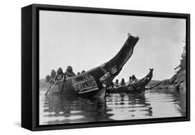 Kwakiutl Canoes, c1914-Edward S. Curtis-Framed Stretched Canvas