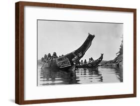 Kwakiutl Canoes, c1914-Edward S. Curtis-Framed Giclee Print