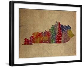 KY Colorful Counties-Red Atlas Designs-Framed Giclee Print