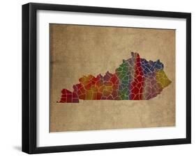 KY Colorful Counties-Red Atlas Designs-Framed Giclee Print