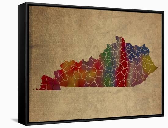 KY Colorful Counties-Red Atlas Designs-Framed Stretched Canvas