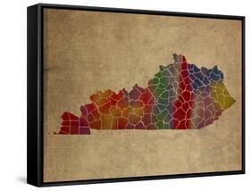 KY Colorful Counties-Red Atlas Designs-Framed Stretched Canvas